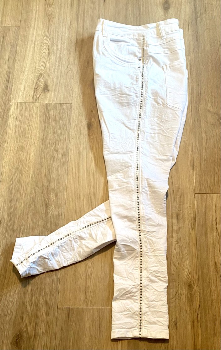 Damen Hose Sommer Jeans Stretch Crash Gr.42 in Weiß von Jewelly NW 