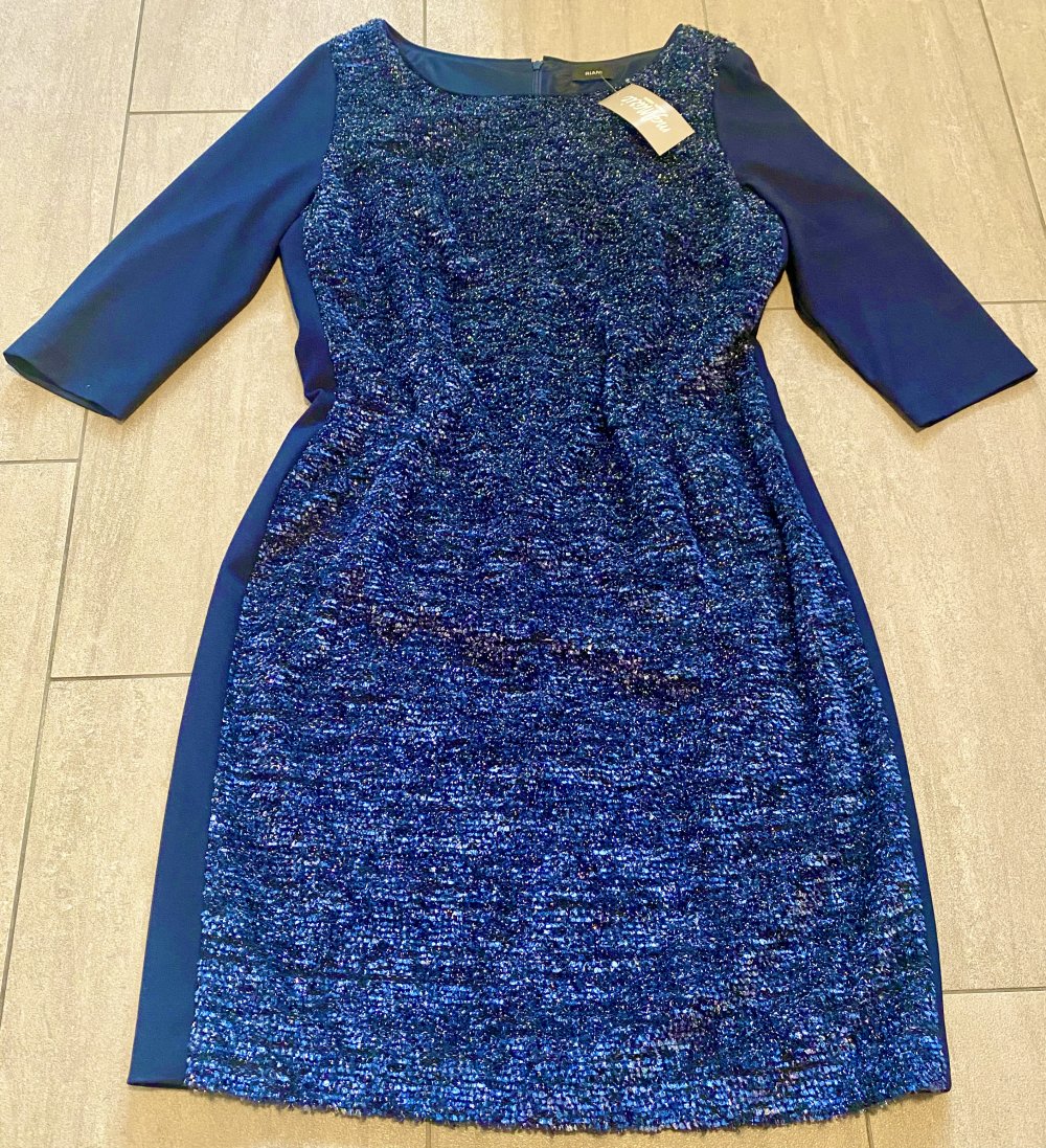 NEU Damen Abendkleid mit Glitzer von RIANI Gr.46 Marineblau/Silber P.299€