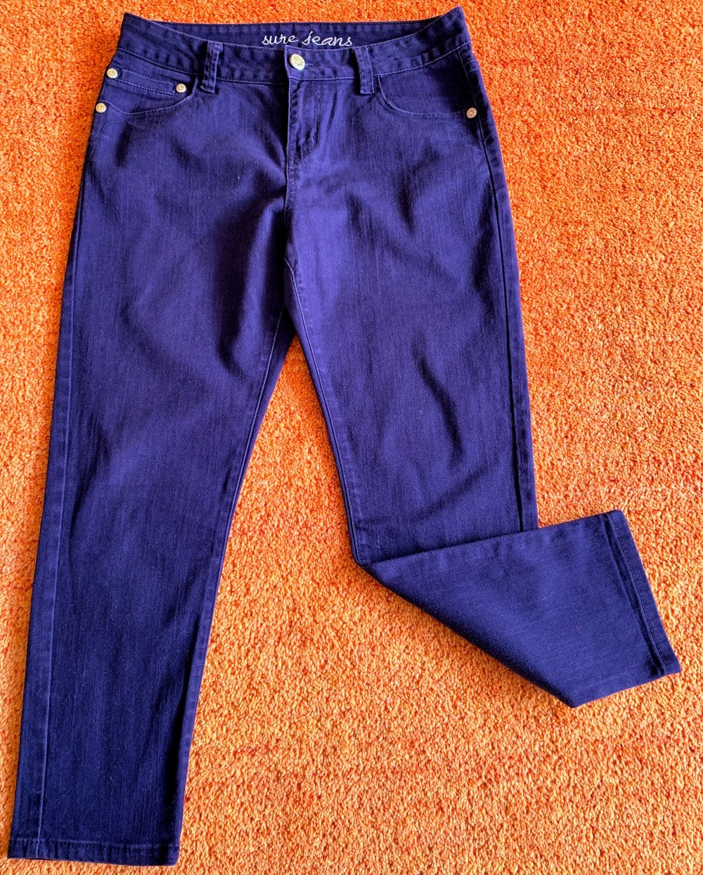 Damen Hose 7/8 Jeans Stretch Gr.38 in Lila von Sure Jeans NW