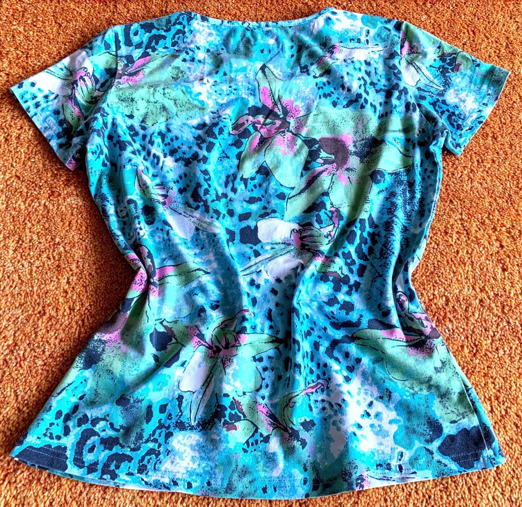 Damen Shirt Gr.36 Bunt gemustert mit Pailletten Blumenprint Romantisch