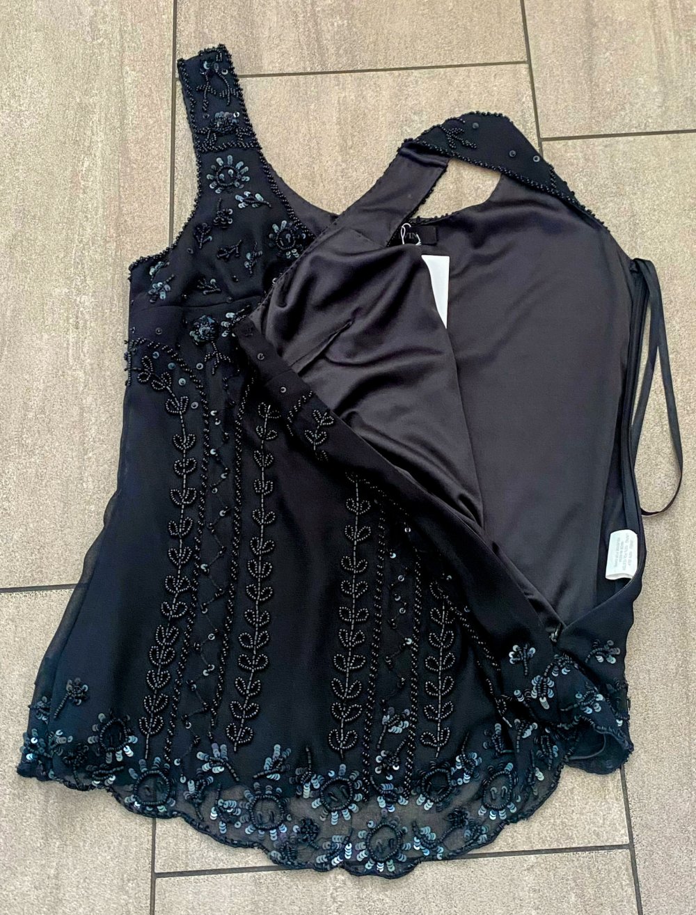 NEU Damen Shirt Sexy Abend Top aus Seide mit Glitzer Gr.S Schwarz Malvin 