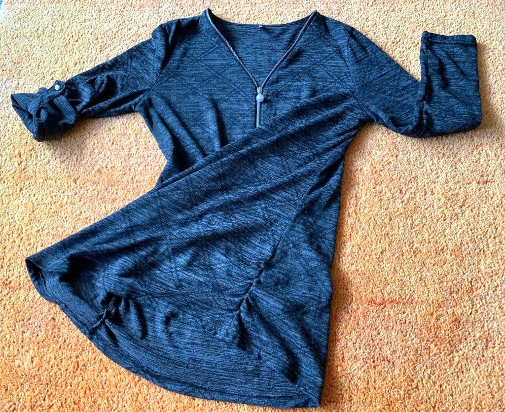 Damen Pullover Longshirt Strick Gr.XL in Schwarz/Grau von Colloseum NW 