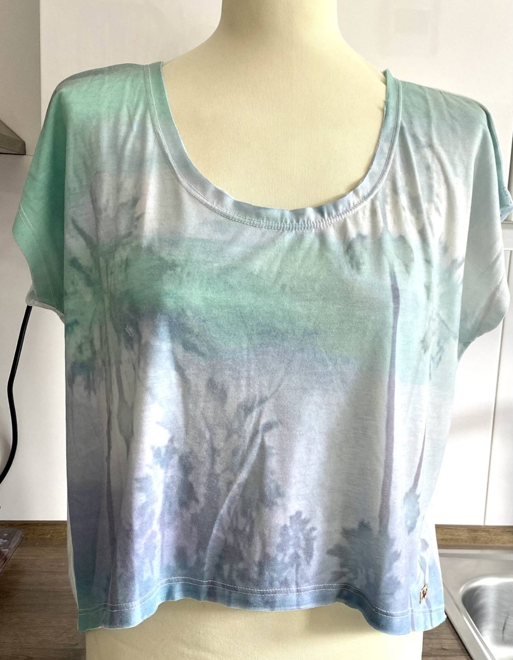 NEU Damen Shirt Sommer Kimono Gr.S–L Grün/Grau verwaschen Khujo 