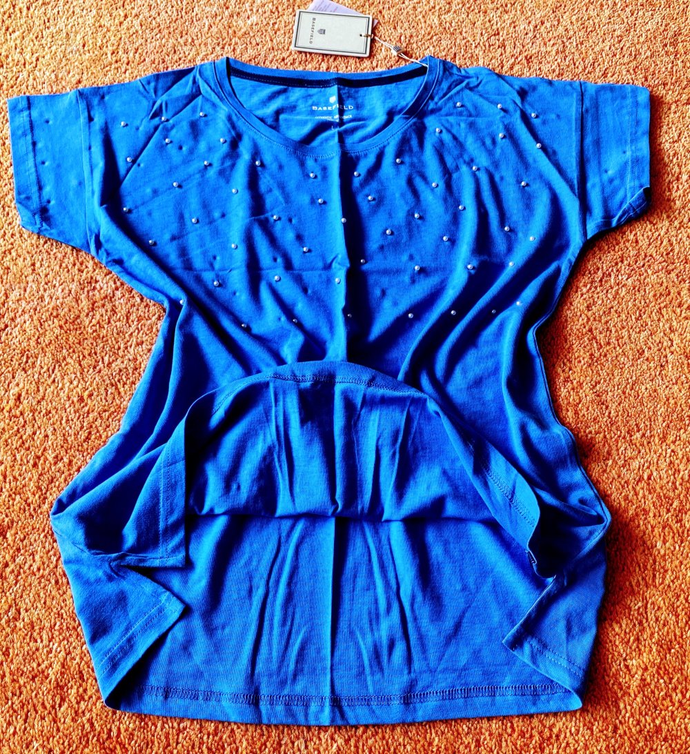 NEU Damen Shirt mit Perlenverzierung Gr.L in Hellblau von Basefield P.25,99€ 