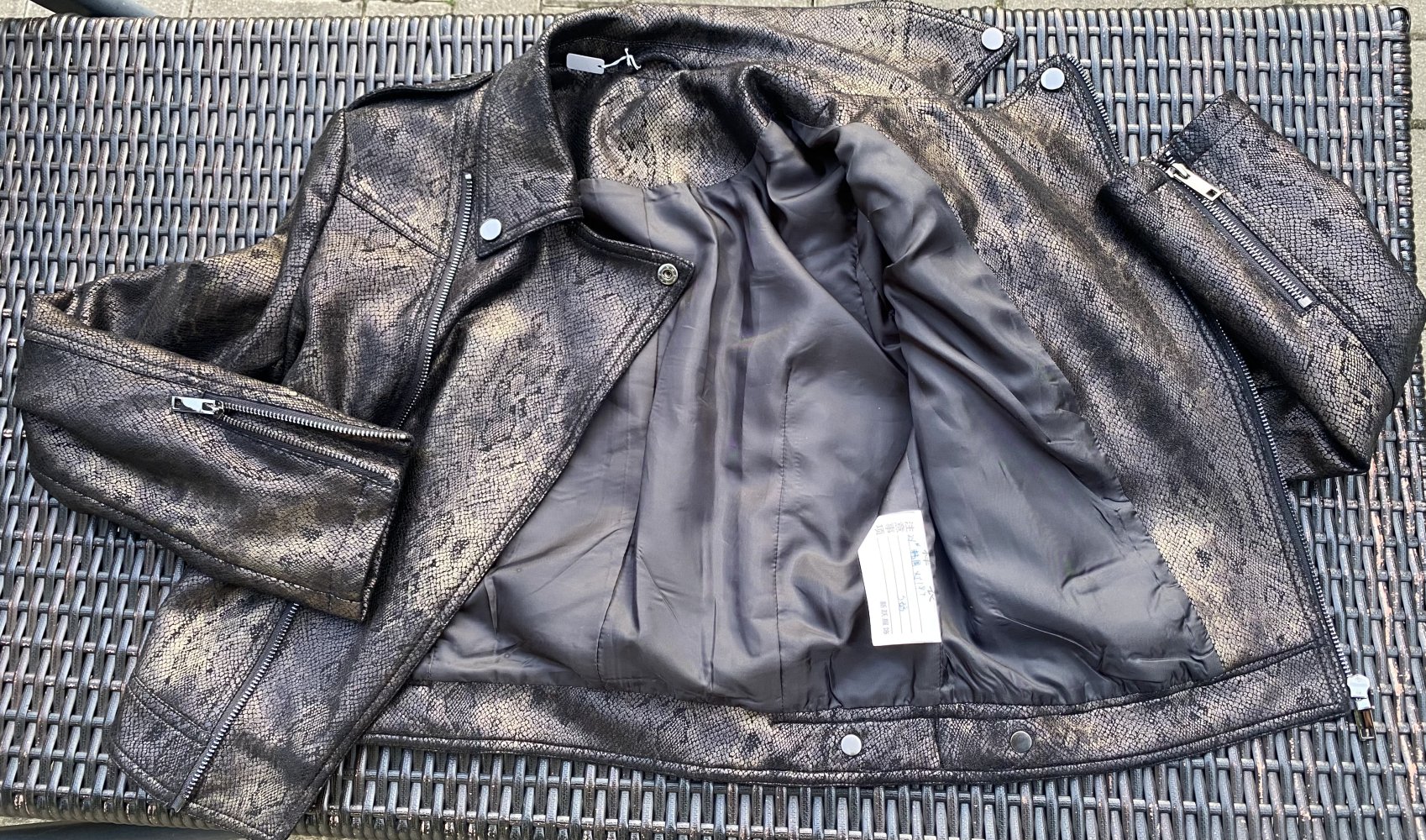 NEU Damen Jacke Bikerjacke im Animalprint Gr.36 Braun/Schwarz Lederimitat 