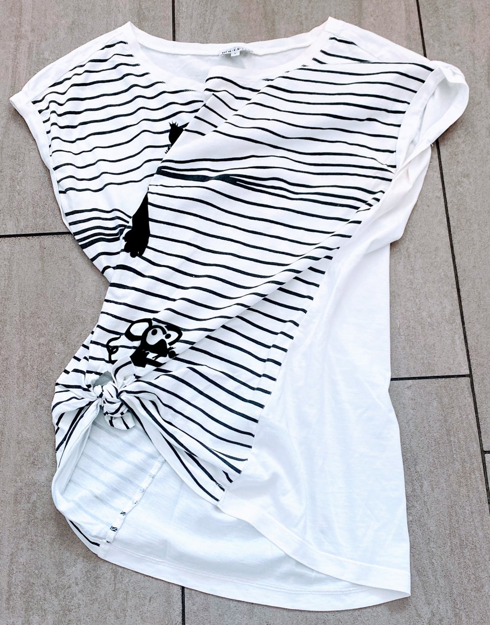 Damen Shirt mit Katzen Print, Gr.M Weiß/Schwarz von Boule NW 