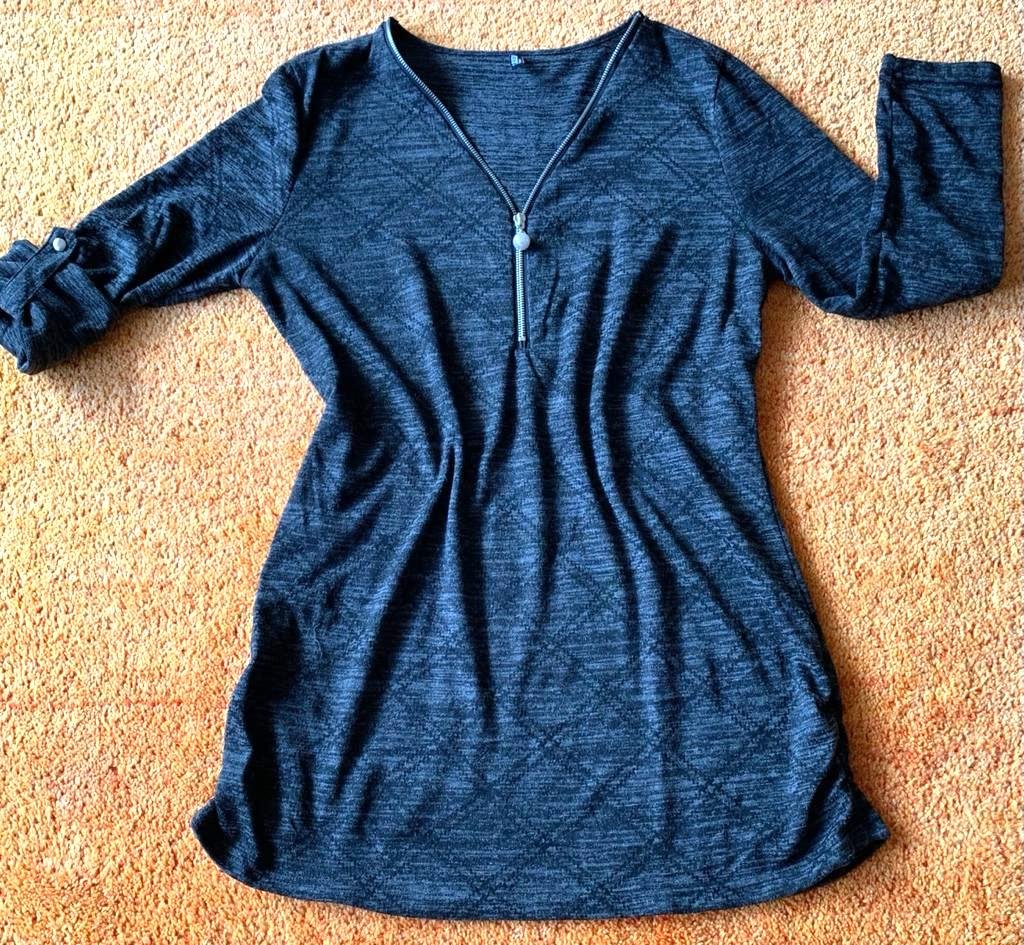 Damen Pullover Longshirt Strick Gr.XL in Schwarz/Grau von Colloseum NW 