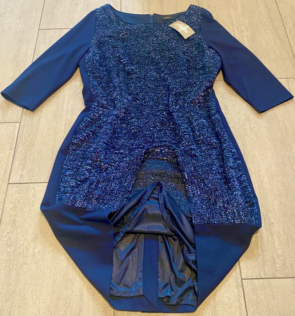NEU Damen Abendkleid mit Glitzer von RIANI Gr.46 Marineblau/Silber P.299€