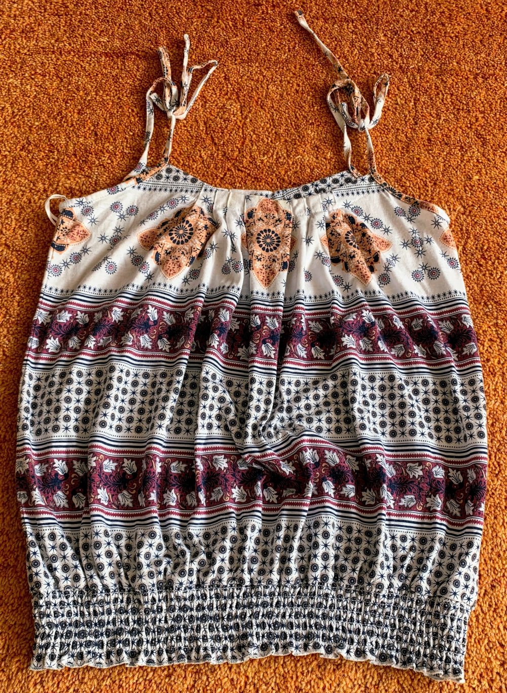 Damen Shirt Sommer Top mit Trägern Gr.38 Bunt (Creme/Rot/Schwarz) Blind Date 