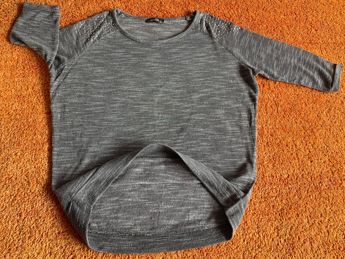 Damen Pullover Pailletten Gr.L/XL in Grau von Janina NW 