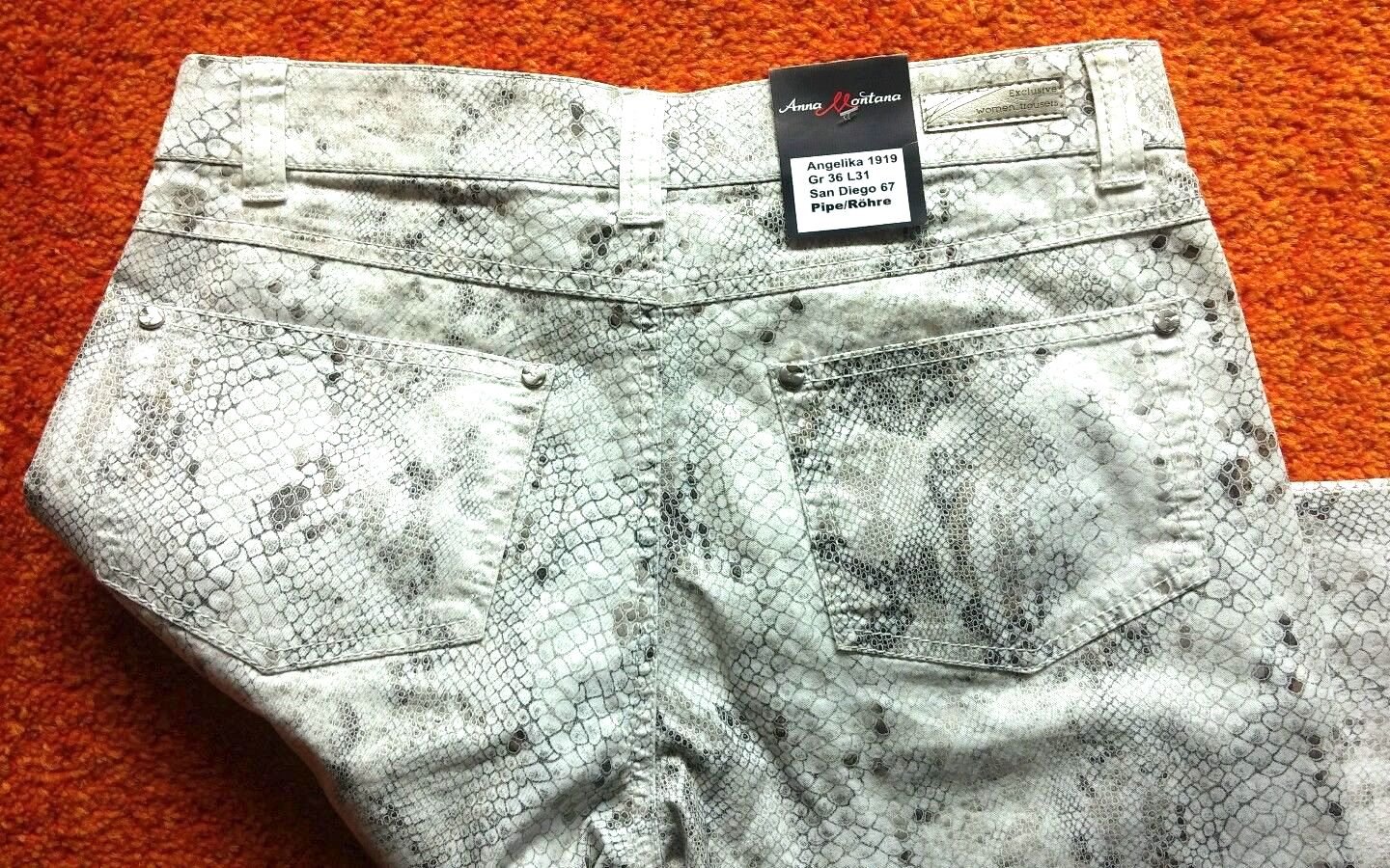 NEU Damen Hose Stretch Sommer Jeans Gr.36 L31 in Beige/Animal von Anna Montana