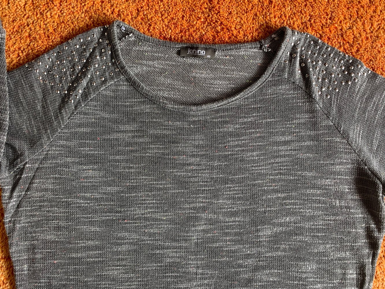 Damen Pullover Pailletten Gr.L/XL in Grau von Janina NW 