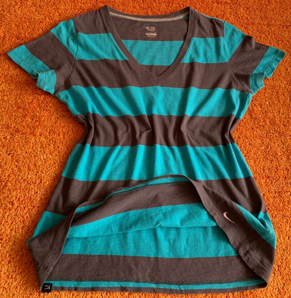 Damen Shirt Jersey gestreift Gr.S Braun/Türkis Nike the athletic dept 