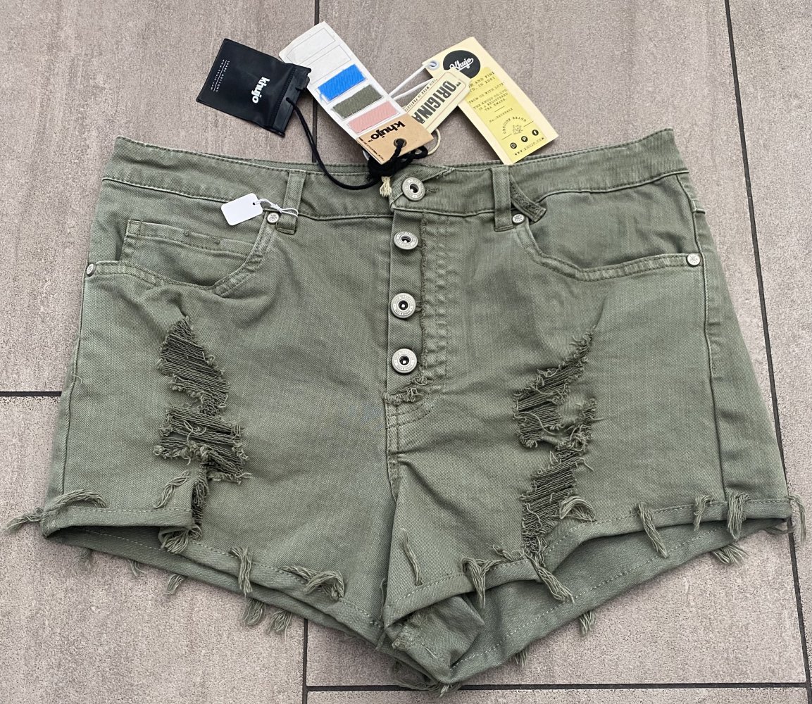 NEU Damen Hose Shorts Sommer Stretch Gr.S Khaki Khujo (NP 69,95 €)