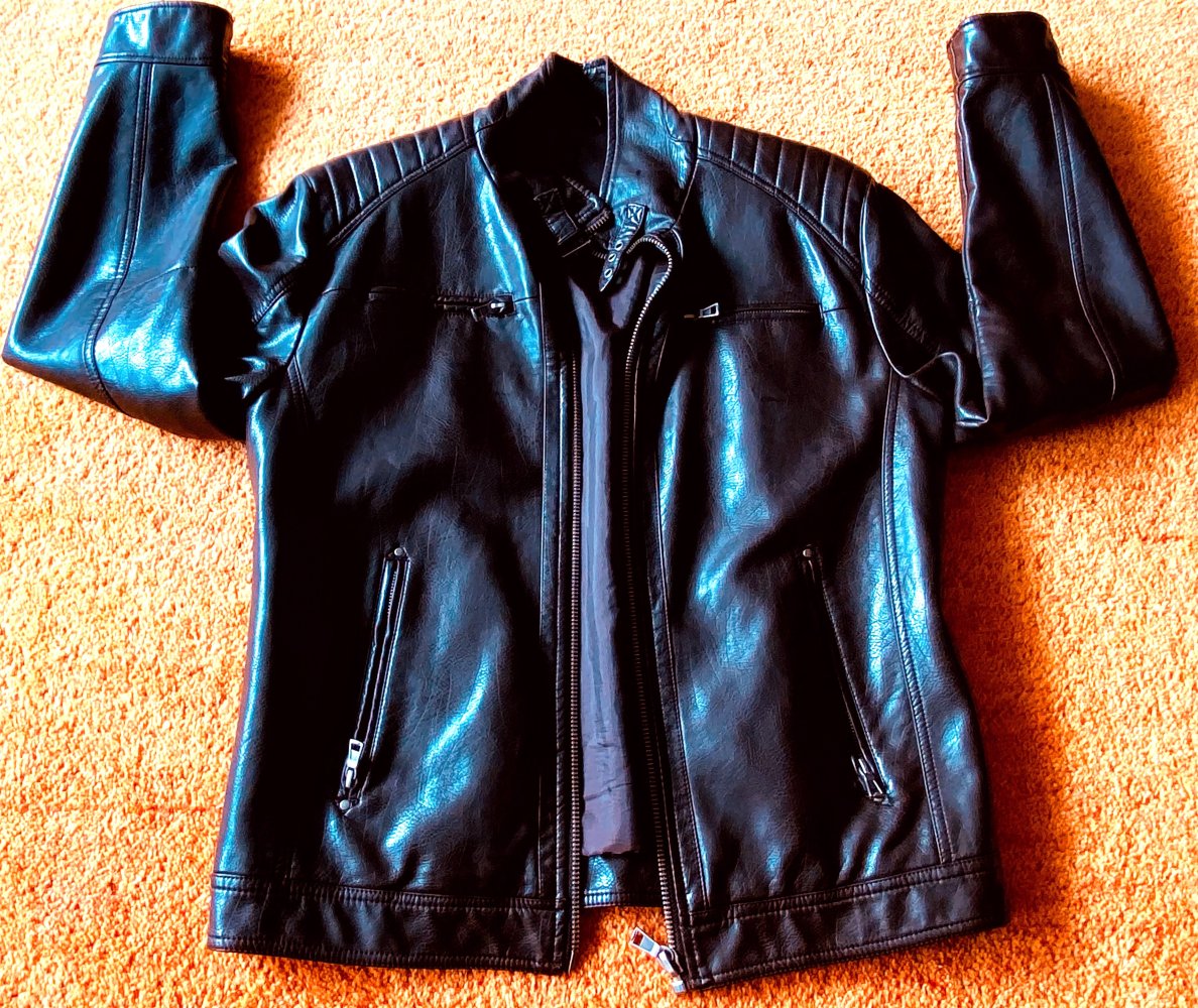 Herren Jacke edel Leder Imitat Gr.50 in Braun leicht glänzend