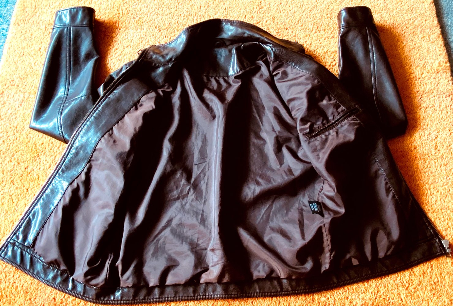 Herren Jacke edel Leder Imitat Gr.50 in Braun leicht glänzend