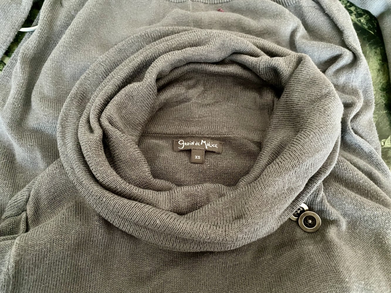 Damen Pullover Strickpullover Rollkragen Gr.XS Grau Grain de Malice 