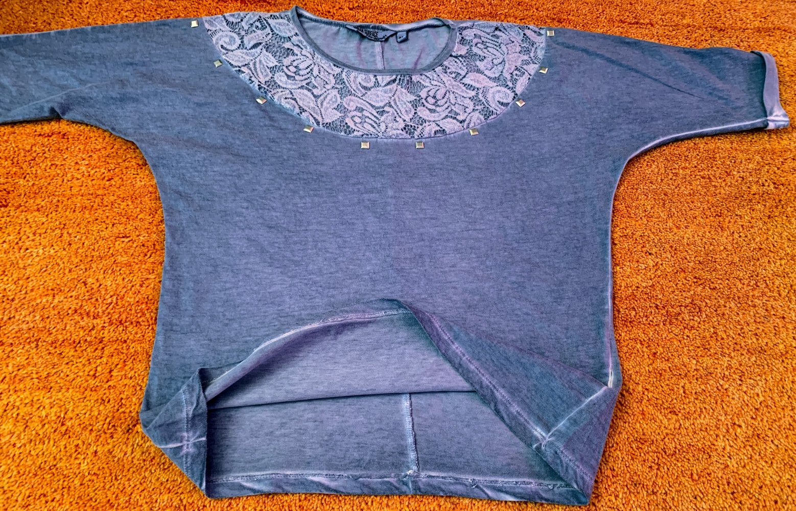 Damen Shirt Sommer Jersey mit Spitze Gr.M Grau/Lila Urban Subface NW 