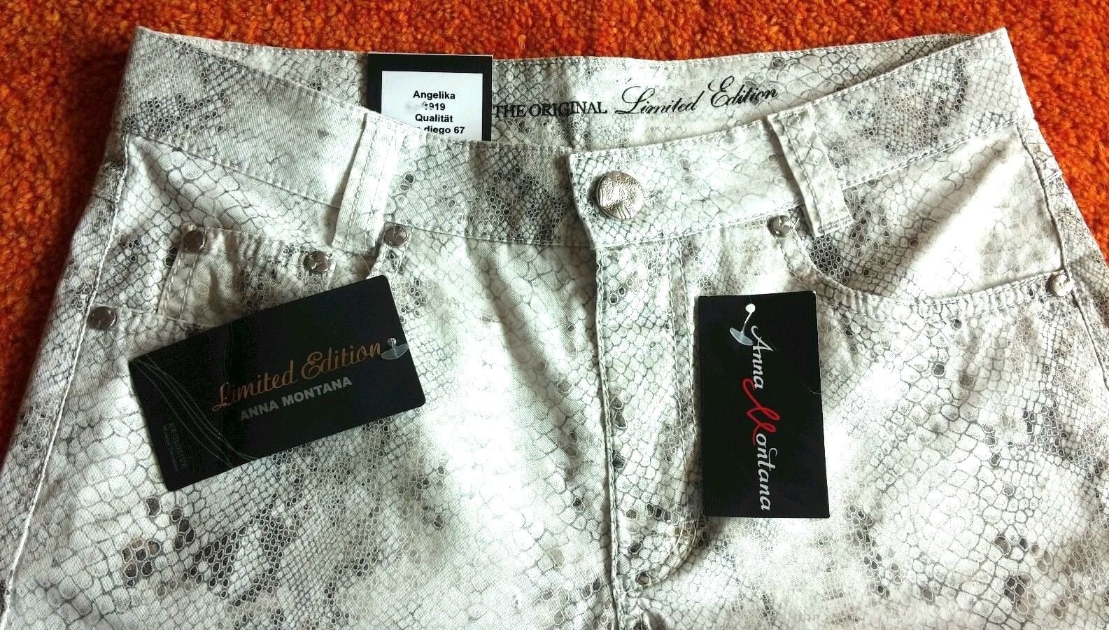 NEU Damen Hose Stretch Sommer Jeans Gr.36 L31 in Beige/Animal von Anna Montana