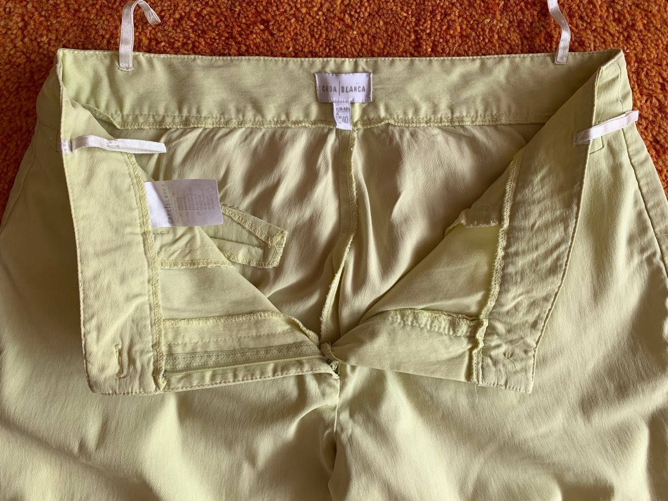 Damen Capri Hose Sommer Stretch Gr.40 in Gelbgrün von Casa Blanka 