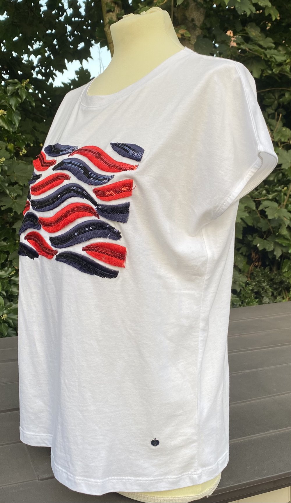 NEU Damen Shirt Sommer Pailletten Design Gr.38 Weiß Lisa Campione 