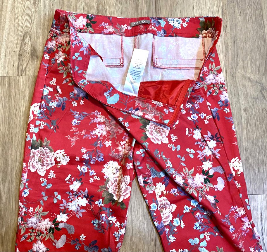 Damen Sommer Hose Stretch mit Floralprint Gr.40 in Rot/Bunt von Orsay 7/8-Länge 