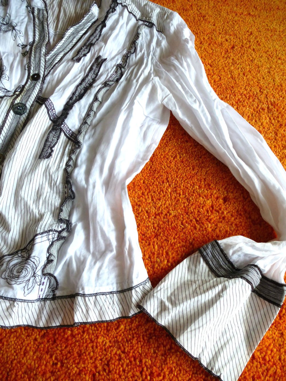 Damen Bluse Business Hemdbluse mit Crash-Effekt Gr.38 Weiß gemustert Steilmann NW