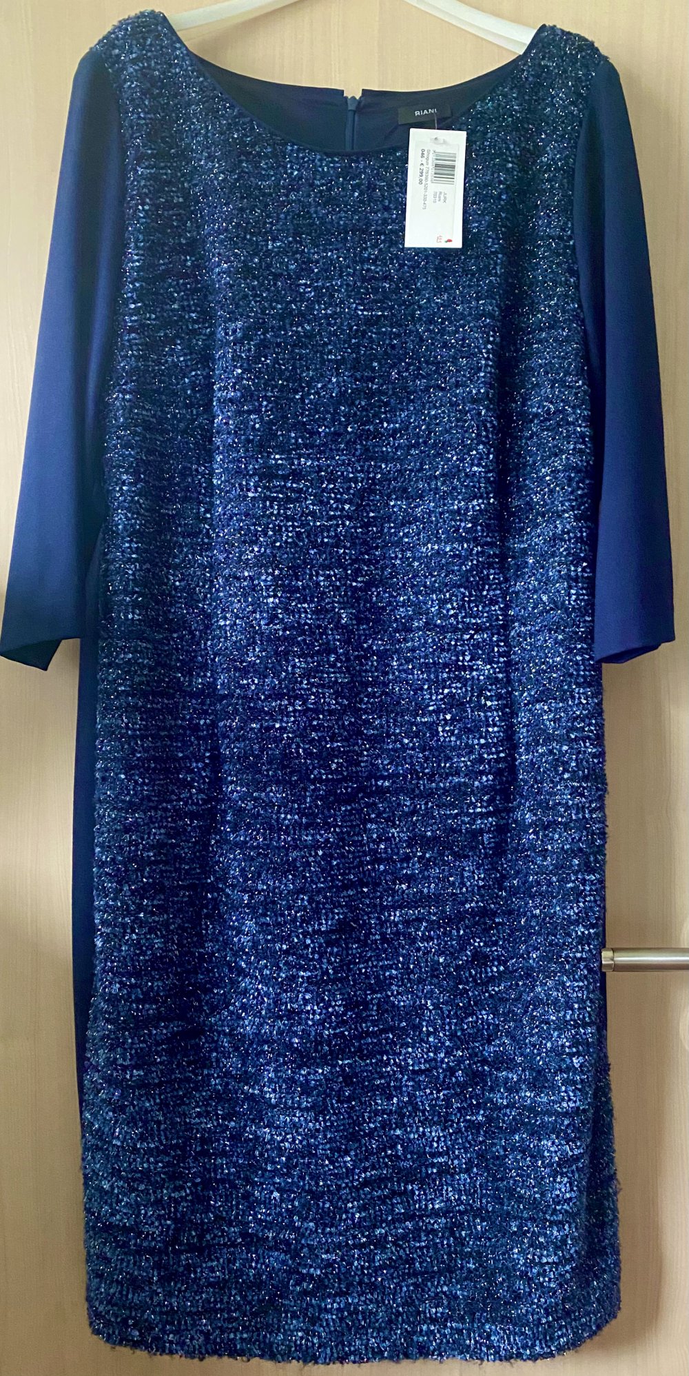 NEU Damen Abendkleid mit Glitzer von RIANI Gr.46 Marineblau/Silber P.299€