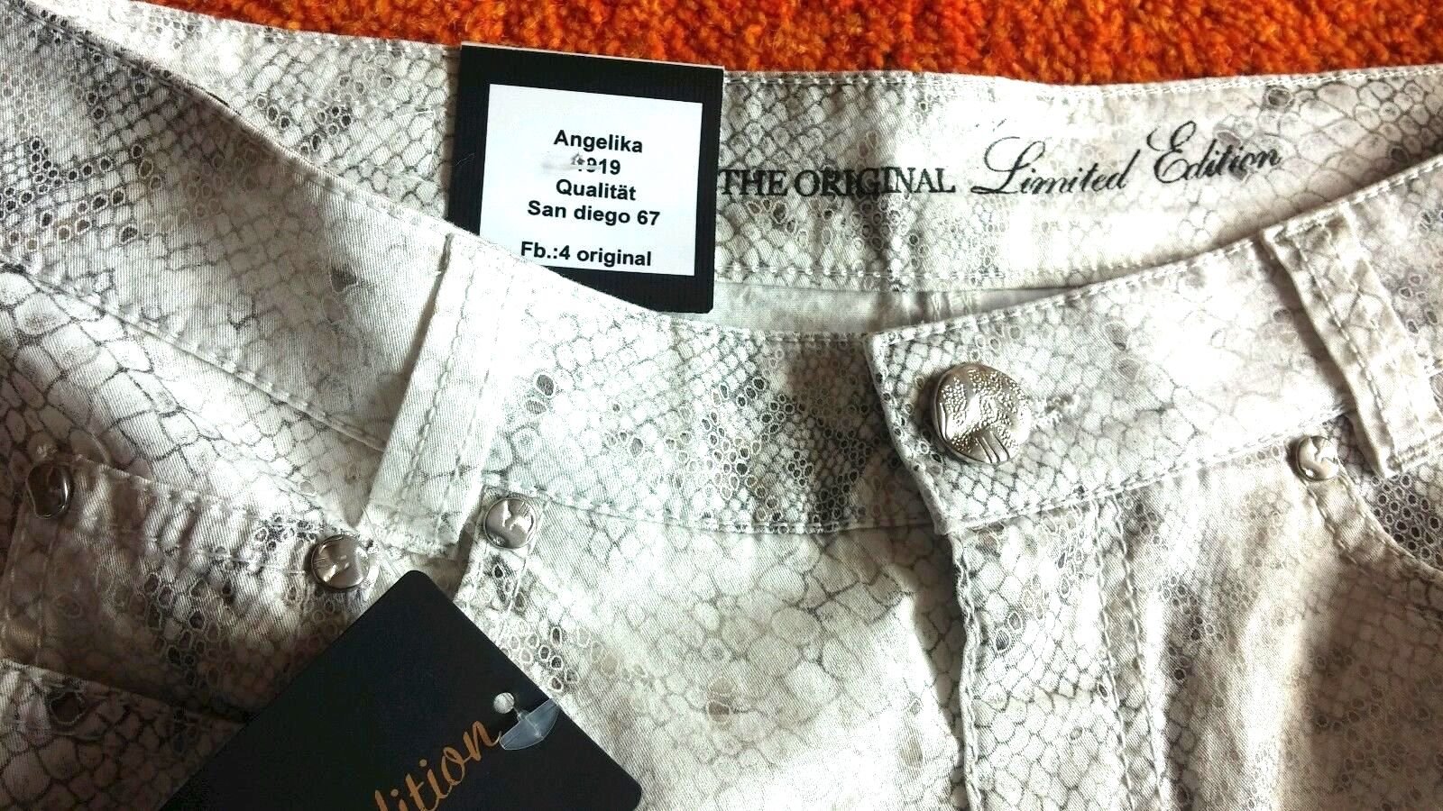 NEU Damen Hose Stretch Sommer Jeans Gr.36 L31 in Beige/Animal von Anna Montana