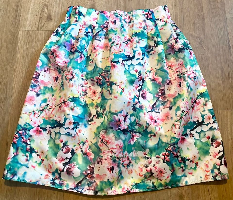 Damen Rock Gr.38 Edler Sommer Schlupfrock mit Blumenmuster in Multi Colour NW 