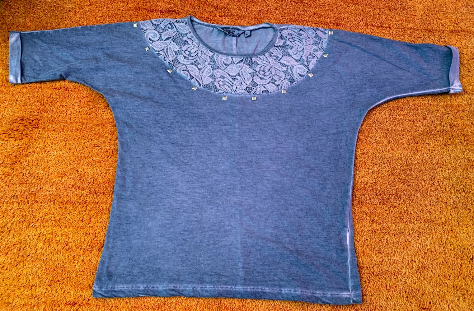 Damen Shirt Sommer Jersey mit Spitze Gr.M Grau/Lila Urban Subface NW 