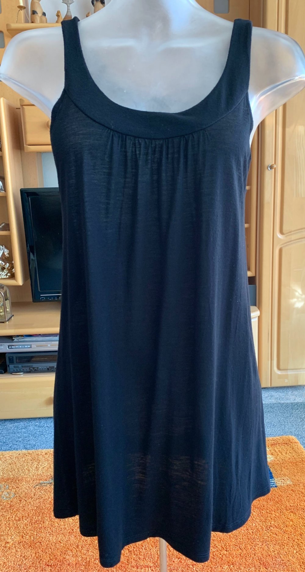 Damen Kleid Jersey Ärmellos Sommer Gr.38 in Schwarz von Amisu NW