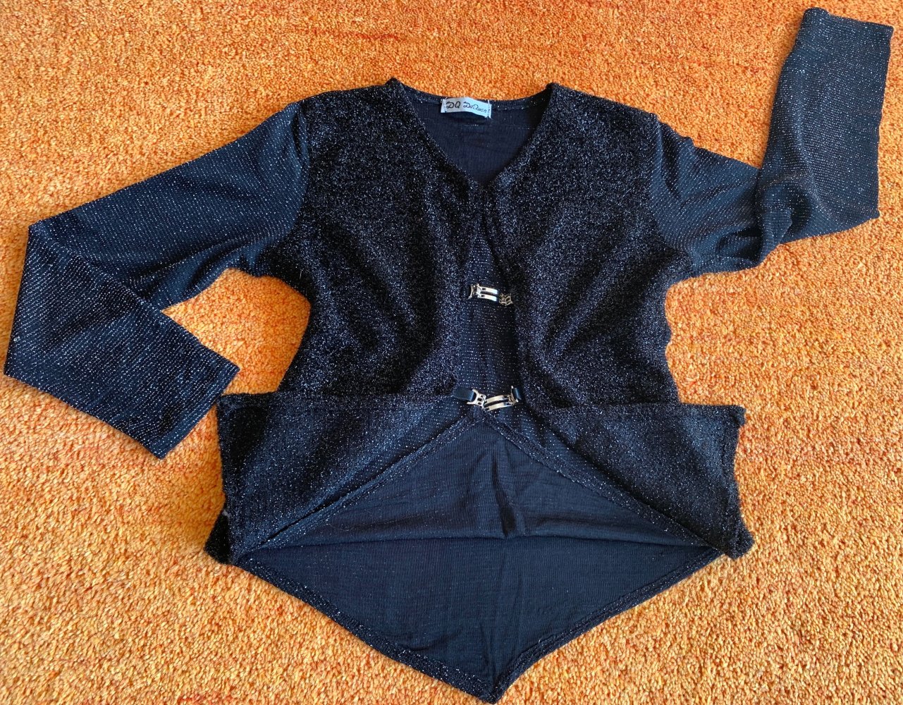 Damen Pullover Shirt Stretch Lagenlook Gr.S Schwarz Boutiqueware 