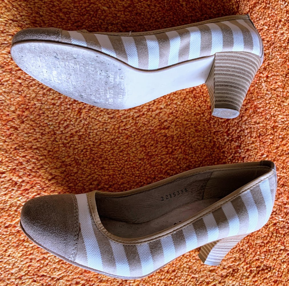 Damen Schuhe Sommer Pumps, Gr.39, Creme/Beige gestreift Tamaris NW