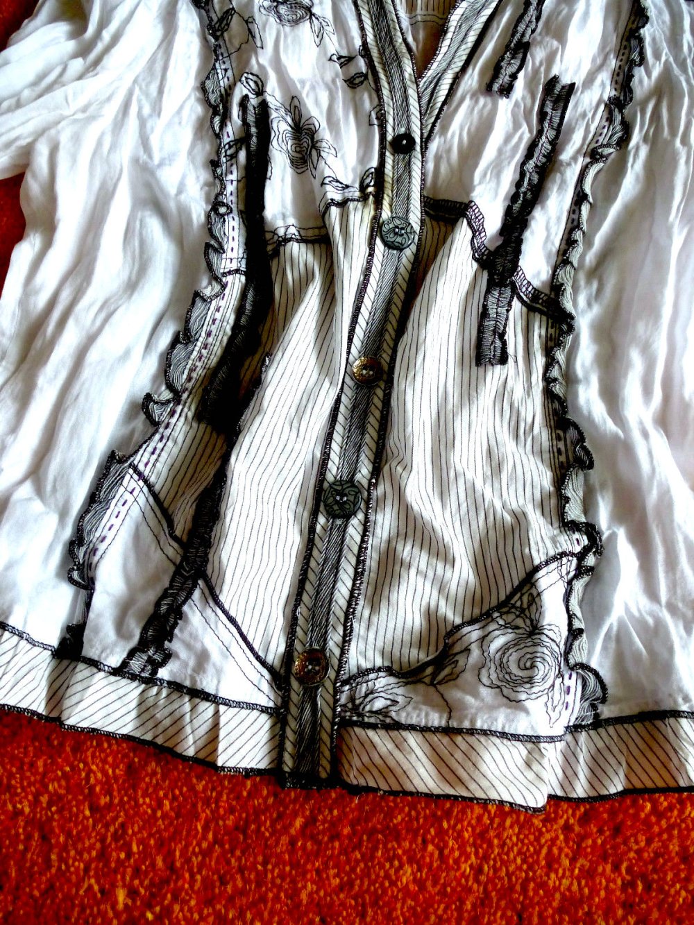 Damen Bluse Business Hemdbluse mit Crash-Effekt Gr.38 Weiß gemustert Steilmann NW