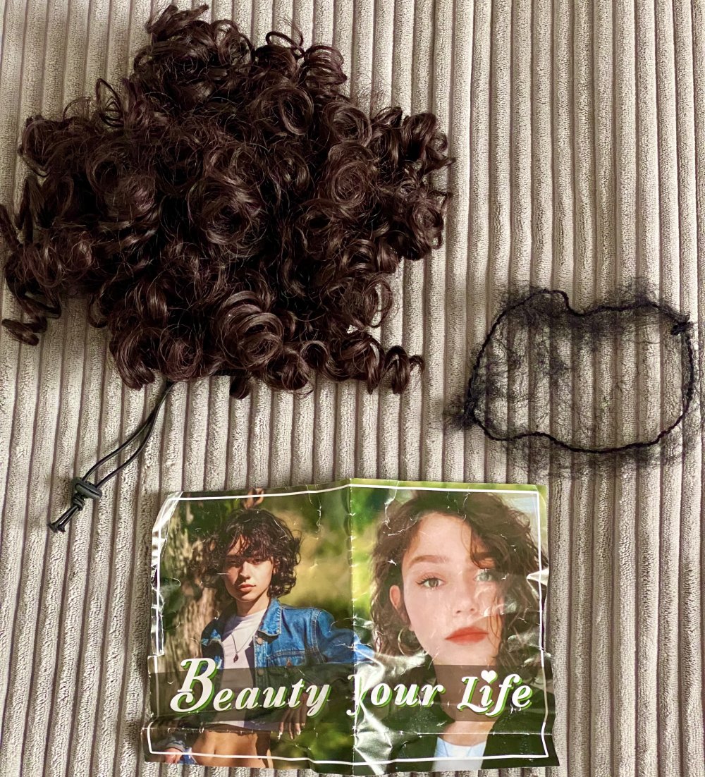 NEU Haar Dutt Lockiger Haarteil in Dunkelbraun 