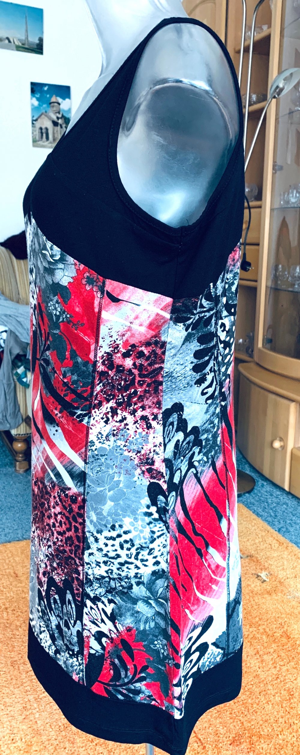 Damen Kleid Tunika Sommer Gr.S in Schwarz geblümt NW 