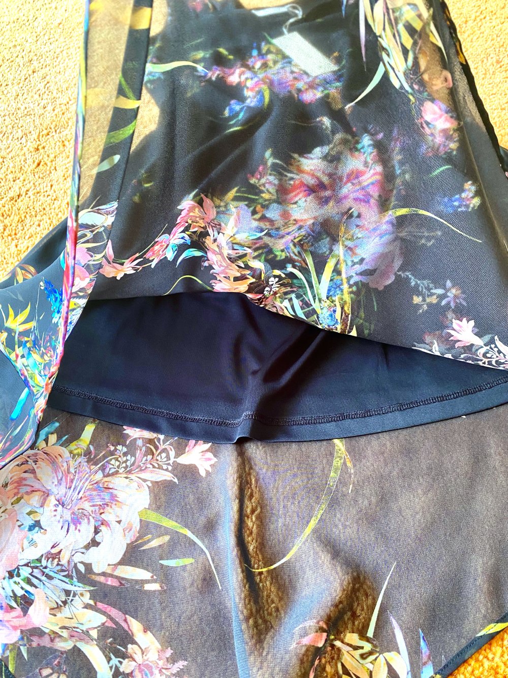 NEU Damen Sommer Kleid mit Trägern Gr.36 Zipfelig Schwarz/Bunt von Monari P.119,99€