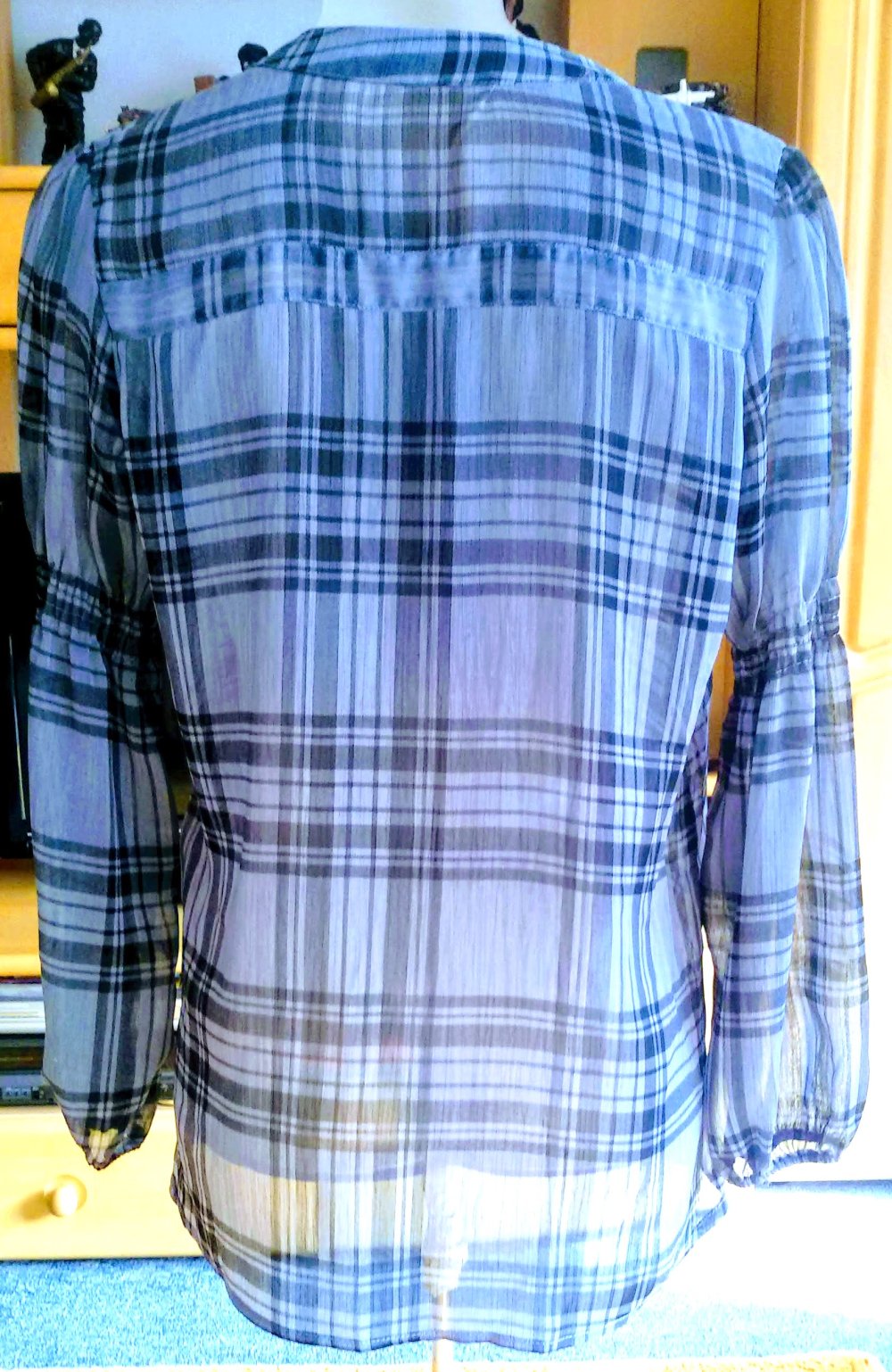 Damen Bluse kariert von Orsay, Gr.M Blau/Petrol Edel & verspielt