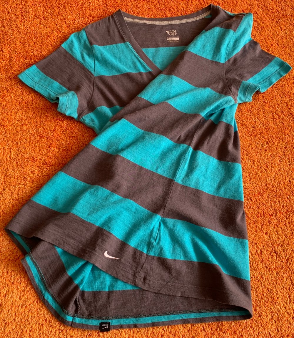 Damen Shirt Jersey gestreift Gr.S Braun/Türkis Nike the athletic dept 