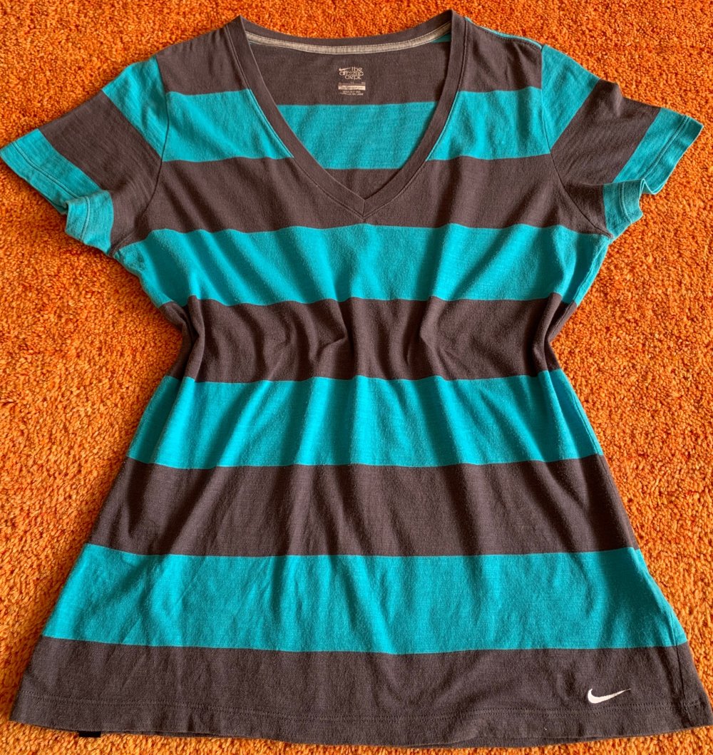Damen Shirt Jersey gestreift Gr.S Braun/Türkis Nike the athletic dept 