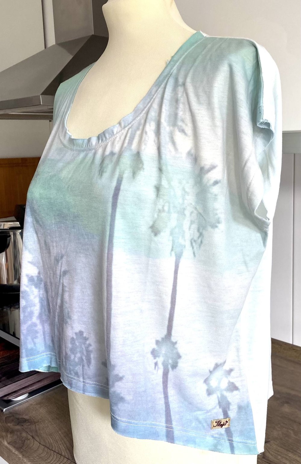 NEU Damen Shirt Sommer Kimono Gr.S–L Grün/Grau verwaschen Khujo 