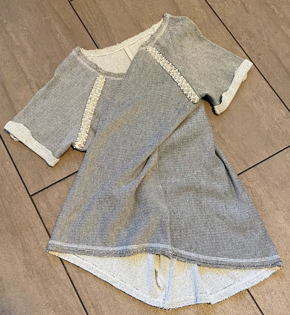 Damen Shirt Pullover mit Glitzer Design Gr.S Grau Lisa Tossa Collection NW