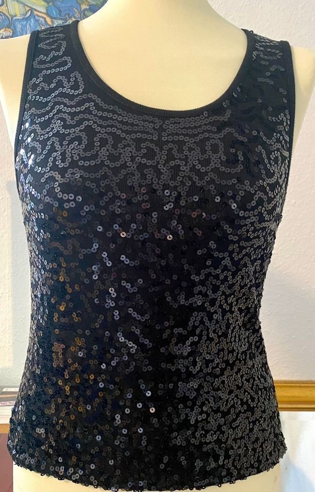 Damen Top Sommer Jersey mit Pailletten Gr.XS in Schwarz von Sure NW 