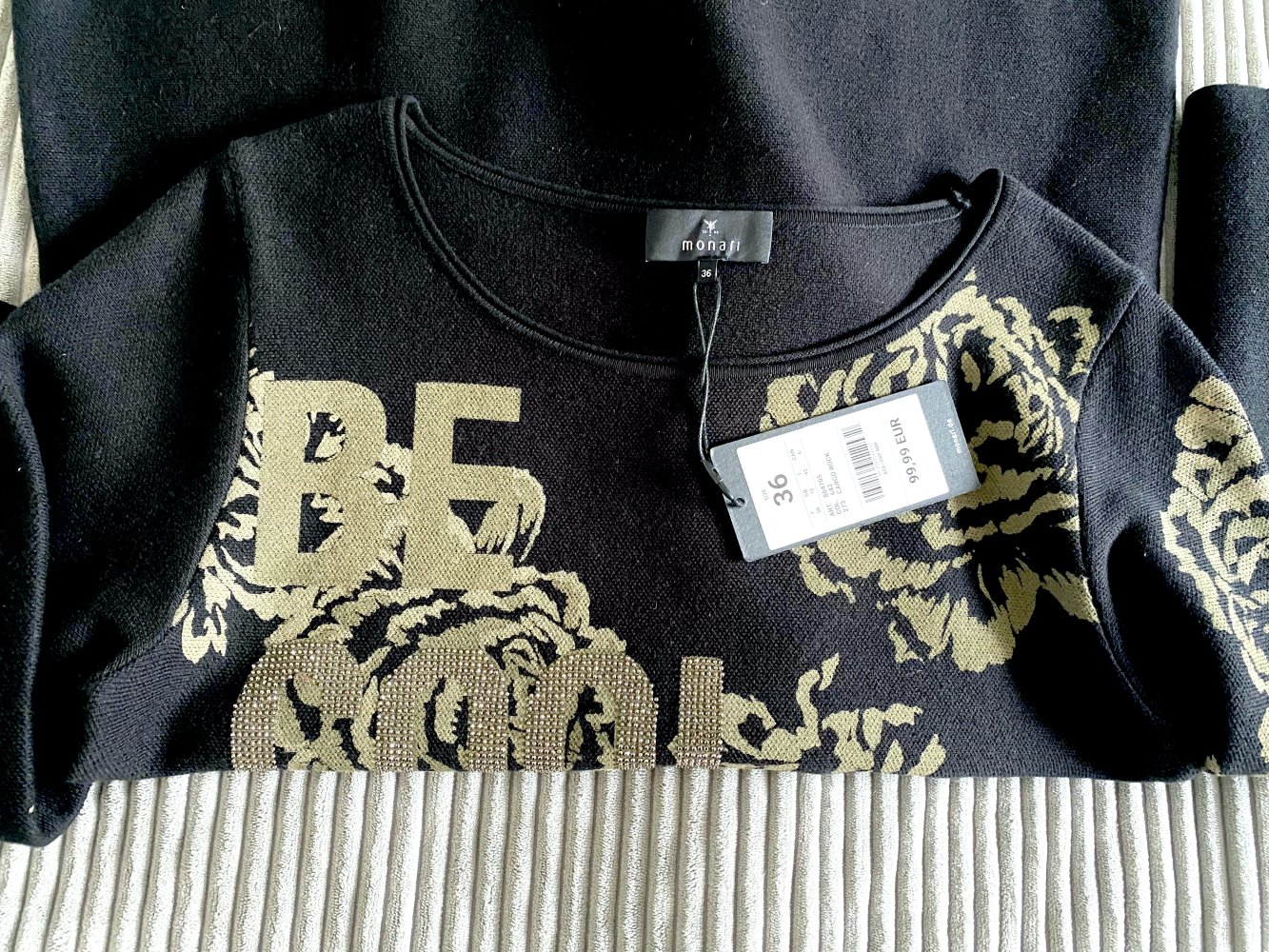 NEU Damen Pullover mit Glitzer-Motiv Gr.36 in Schwarz von Monari P.99,99€ 