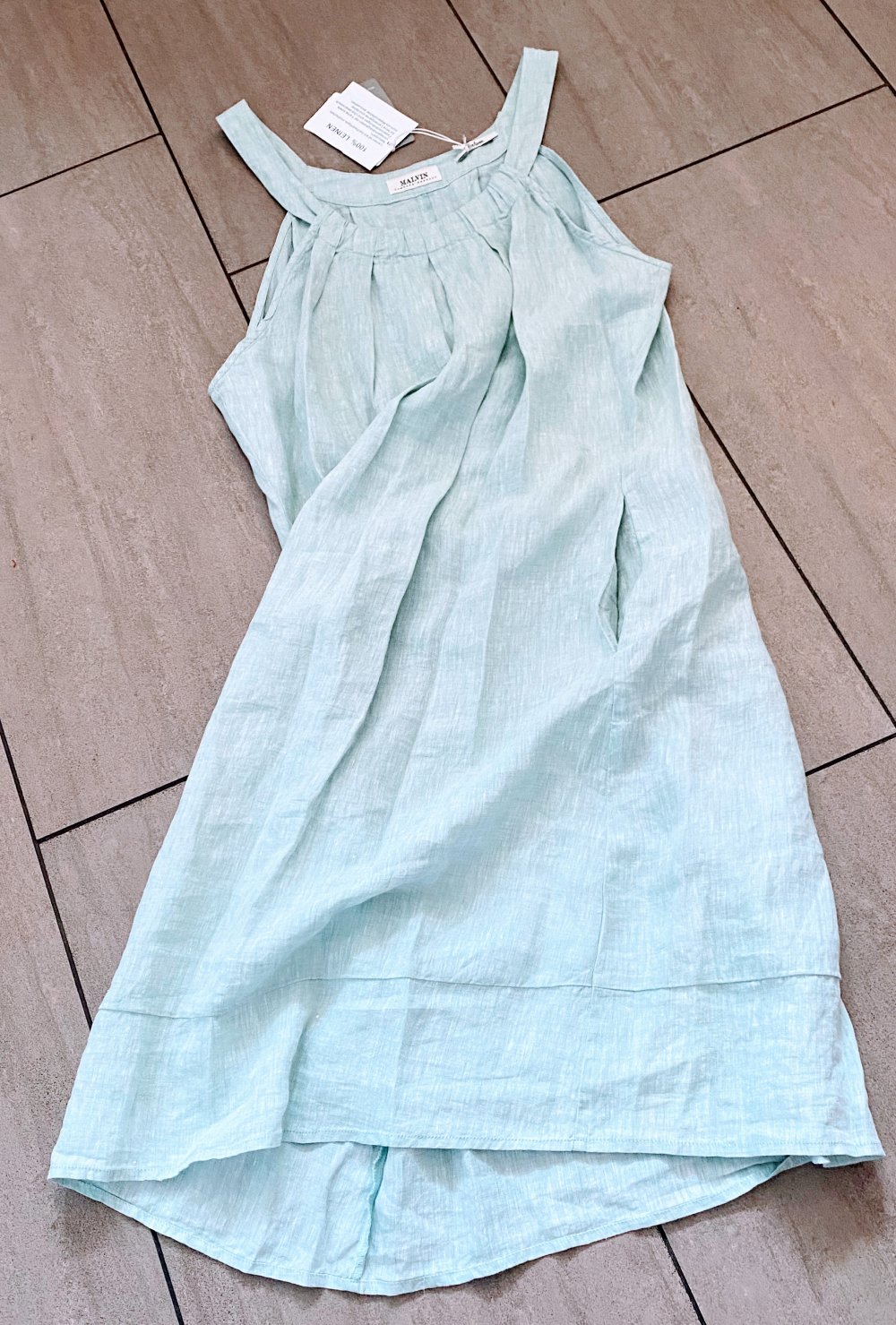 NEU Damen Kleid Sommer aus Leinen Gr.40 Hellgrün  Malvin P.109,90€