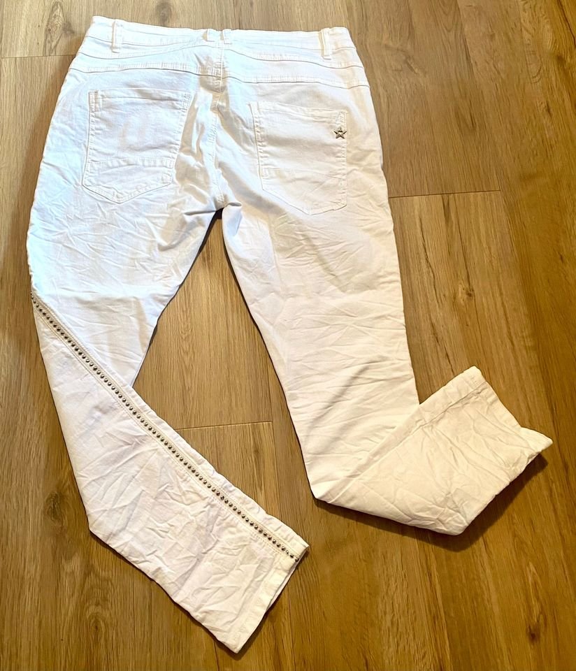 Damen Hose Sommer Jeans Stretch Crash Gr.42 in Weiß von Jewelly NW 