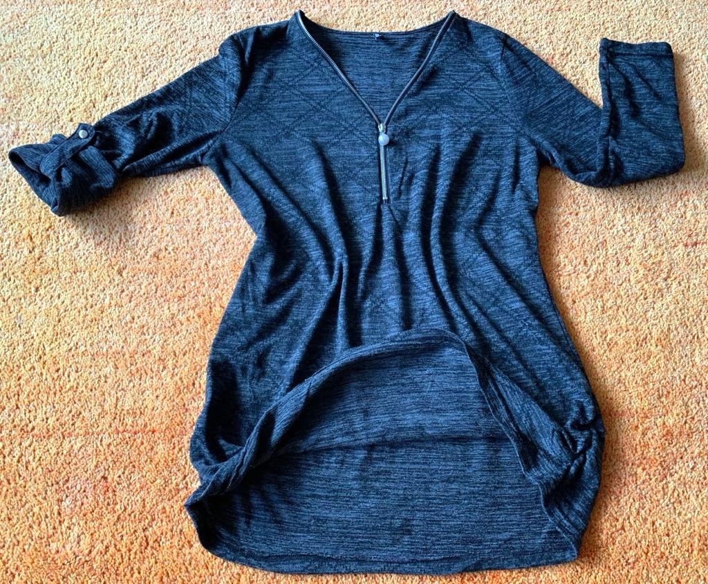 Damen Pullover Longshirt Strick Gr.XL in Schwarz/Grau von Colloseum NW 