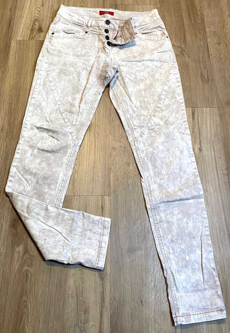 Damen Hose Sommer Jeans Stretch Gr.40 Beige gemustert s.Oliver NW 