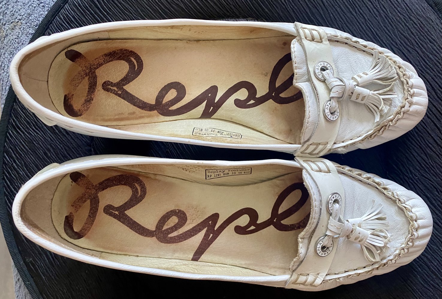 Damen Echtleder Schuhe Vintage Elegant in Creme Gr.39 von Replay 